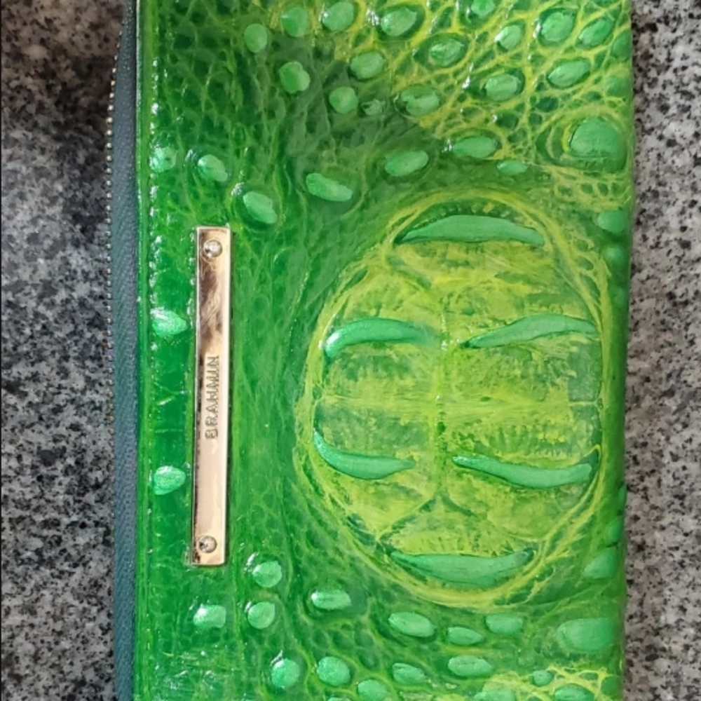 Brahmin Artist DYED Electric Lime Green Wallet